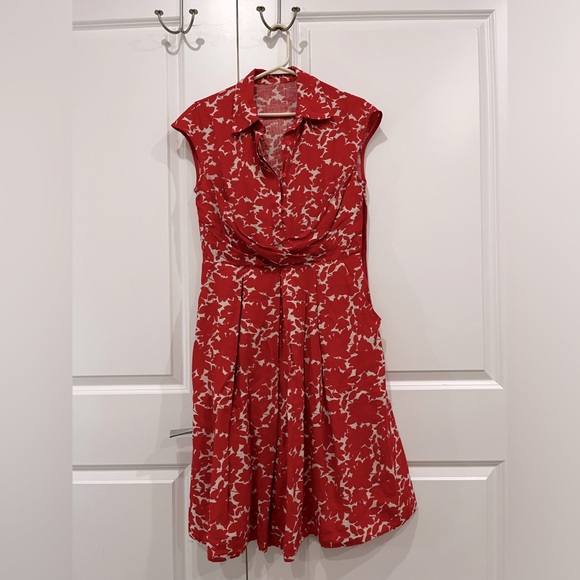 Hobbs Floral Print Linen Dress Size 6 - Picture 1 of 5